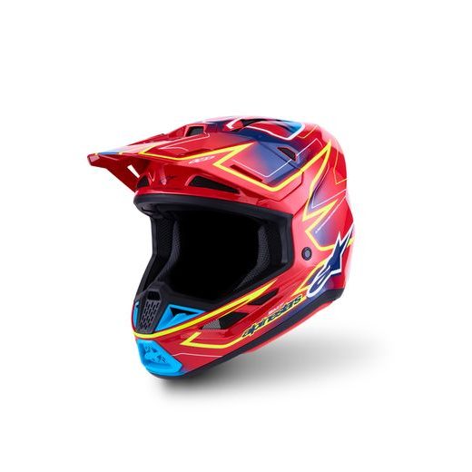 PŘILBA S-M7 CAST, ALPINESTARS (ČERVENÁ/ŽLUTÁ FLUO/MODRÁ) 2027