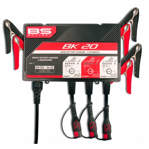 3KANÁLOVÁ NABÍJECÍ STANICE BS-BATTERY BK20 (VHODNÉ TAKÉ PRO LITHIOVÉ BATERIE) 12V 2A