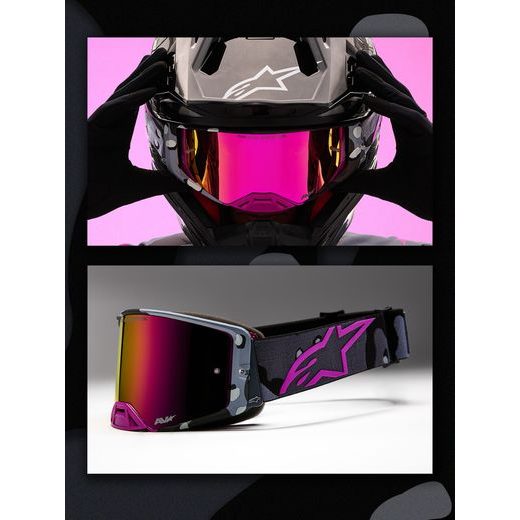 BRÝLE SUPERTECH LIMITOVANÉ EDICE LONE, ALPINESTARS (FIALOVÁ CAMO, ZRCADLOVÉ RŮŽOVÉ PLEXI) 2026