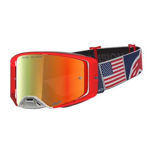 BRÝLE SUPERTECH LIMITOVANÉ EDICE FIFTYFOLD, ALPINESTARS (MODRÁ/ČERVENÁ/BÍLÁ, ZRCADLOVÉ ČERVENÉ PLEXI) 2026