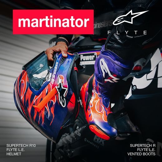 PŘILBA SUPERTECH R10 FLYTE LIMITOVANÁ EDICE JORGE MARTIN, ALPINESTARS (FIALOVÁ/ČERVENÁ) 2026