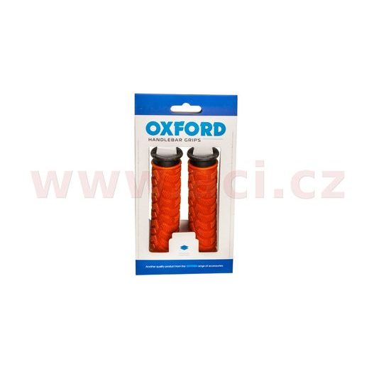 GRIPY MTB, OXFORD (ČERVENÉ/ČERNÉ, DVOUKOMPONENTNÍ, DÉLKA 127 MM, 1 PÁR)