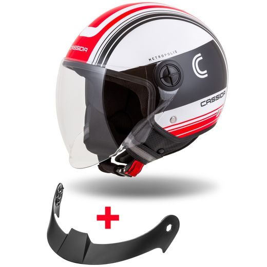 PŘILBA HANDY METROPOLIS, CASSIDA (ČERNÁ/BÍLÁ/ČERVENÁ) 2026