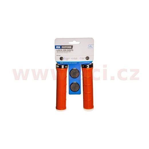 GRIPY LOCK-ON SE ŠROUBOVACÍMI OBJÍMKAMI A MENŠÍ TL. ÚCHOPU, OXFORD (ČERVENÉ, DÉLKA 130 MM, 1 PÁR)
