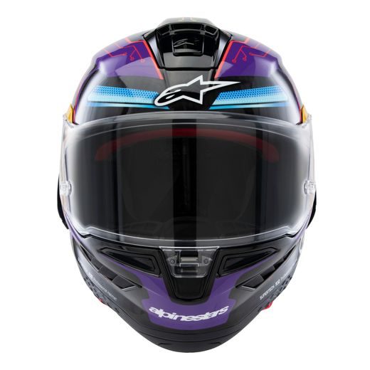 PŘILBA SUPERTECH R10 LIMITOVANÁ EDICE MARTINATOR JORGE MARTIN, ALPINESTARS (MODRÁ/FIALOVÁ/ČERVENÁ/ŽLUTÁ) 2025