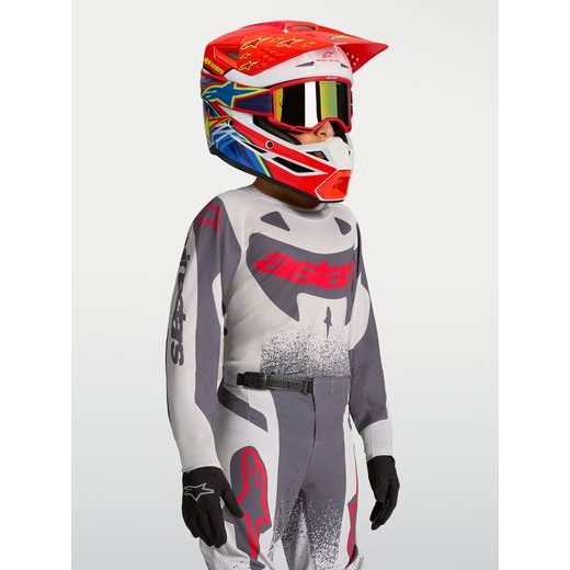 DRES SUPERTECH SWAN YOUTH, ALPINESTARS, DĚTSKÉ (SVĚTLE ŠEDÁ/TMAVĚ ŠEDÁ/ČERVENÁ FLUO) 2027