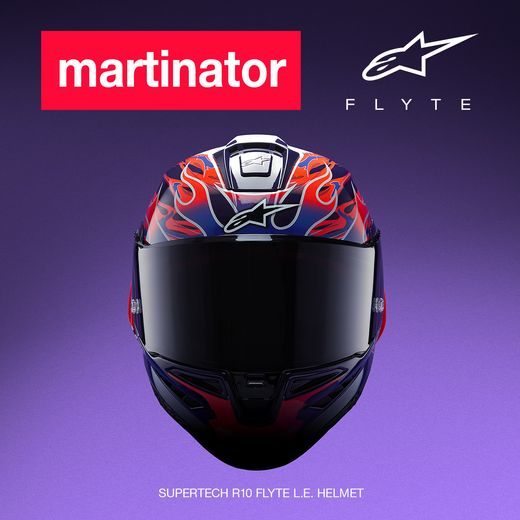 PŘILBA SUPERTECH R10 FLYTE LIMITOVANÁ EDICE JORGE MARTIN, ALPINESTARS (FIALOVÁ/ČERVENÁ) 2026