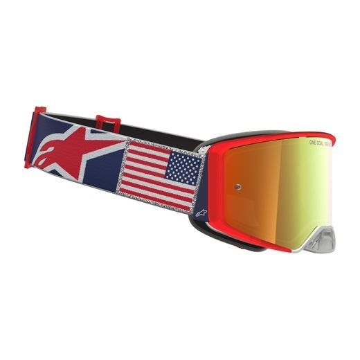 BRÝLE SUPERTECH LIMITOVANÉ EDICE FIFTYFOLD, ALPINESTARS (MODRÁ/ČERVENÁ/BÍLÁ, ZRCADLOVÉ ČERVENÉ PLEXI) 2026