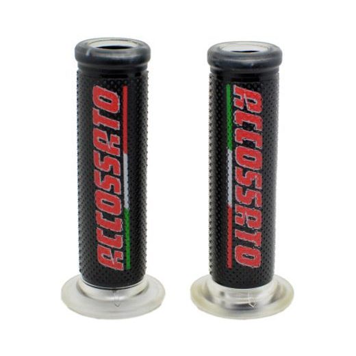 PÁR ZÁVODNÍCH RUKOJETÍ ACCOSSATO GR002 S ČERVENÝM ZNAKEM ACCOSSATO - MADE IN ITALY