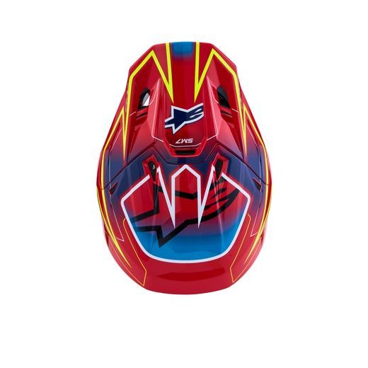 PŘILBA S-M7 CAST, ALPINESTARS (ČERVENÁ/ŽLUTÁ FLUO/MODRÁ) 2027