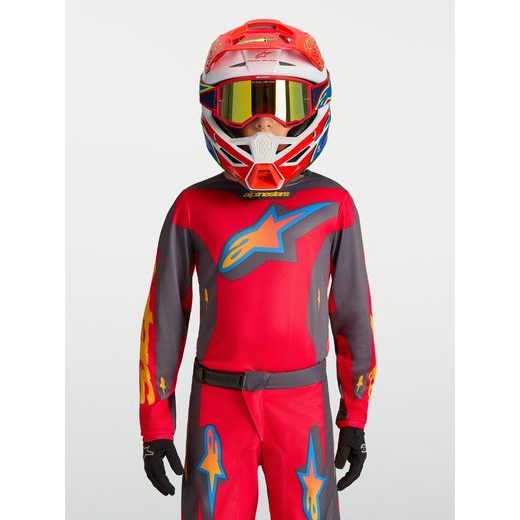 DRES RACER HUNT YOUTH, ALPINESTARS, DĚTSKÉ (ČERVENÁ/TMAVĚ ŠEDÁ/GRADIENT) 2027