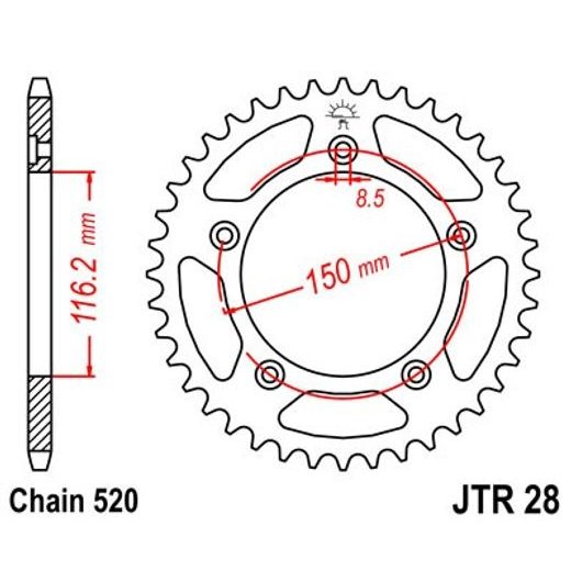 ŘETĚZOVÁ ROZETA JT JTR 28-42 42 ZUBŮ, 520