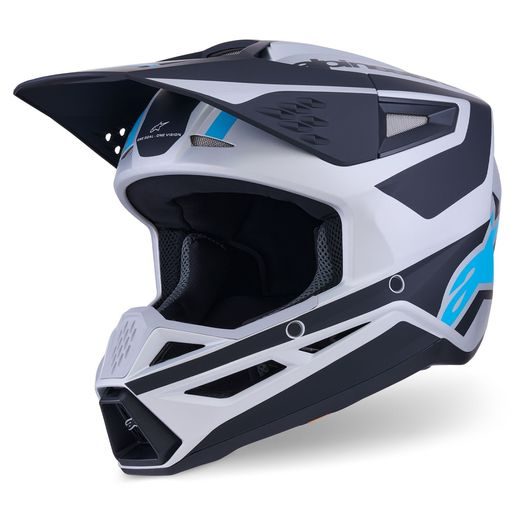 PŘILBA S-M3 HEAT, ALPINESTARS (STŘÍBRNÁ/MODRÁ/ČERNÁ MATNÁ) 2026