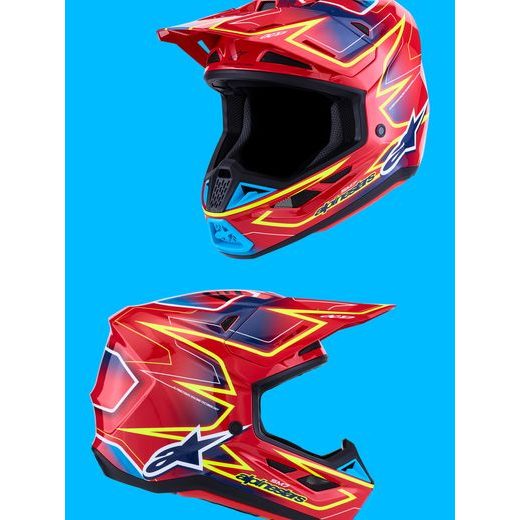 PŘILBA SUPERTECH S-M7 CAST, ALPINESTARS (ČERVENÁ/ŽLUTÁ FLUO/MODRÁ) 2027
