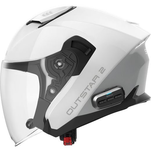 MESH PŘILBA S HEADSETEM OUTSTAR 2, SENA (LESKLÁ BÍLÁ)