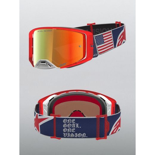 BRÝLE SUPERTECH LIMITOVANÉ EDICE FIFTYFOLD, ALPINESTARS (MODRÁ/ČERVENÁ/BÍLÁ, ZRCADLOVÉ ČERVENÉ PLEXI) 2026