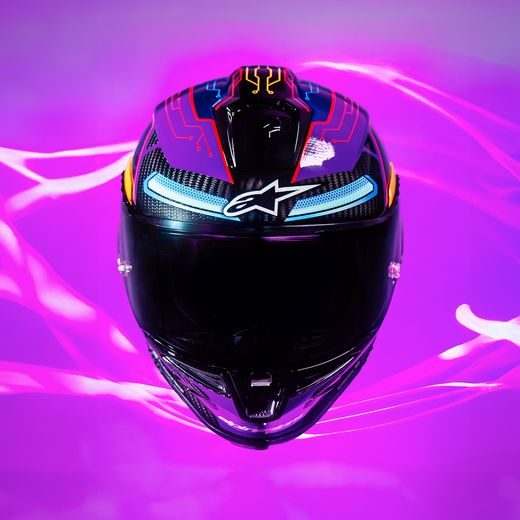 PŘILBA SUPERTECH R10 LIMITOVANÁ EDICE MARTINATOR JORGE MARTIN, ALPINESTARS (MODRÁ/FIALOVÁ/ČERVENÁ/ŽLUTÁ) 2025