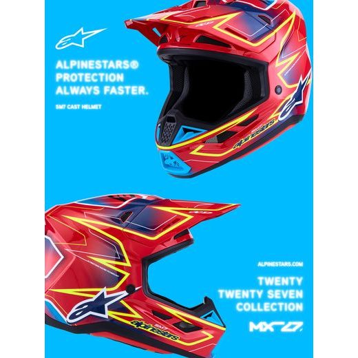 PŘILBA SUPERTECH S-M7 CAST, ALPINESTARS (ČERVENÁ/ŽLUTÁ FLUO/MODRÁ) 2027