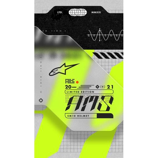 PŘILBA SUPERTECH S-M10 LIMITOVANÁ EDICE AMS, ALPINESTARS (ŠEDÁ/BÍLÁ/ŽLUTÁ FLUO/ČERNÁ)