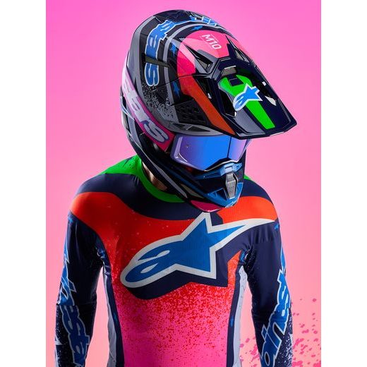 PŘILBA SUPERTECH S-M10 LIMITOVANÁ EDICE RECORDS, ALPINESTARS (ŠEDÁ/MULTICOLOR) 2026