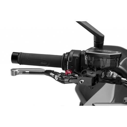 PÁČKA BRZDY BEZ ADAPTÉRU PUIG 4.0 414PNR ROZŠIŘITELNÁ SKLÁDACÍ STŘÍBRNÁ/ČERVENÁ