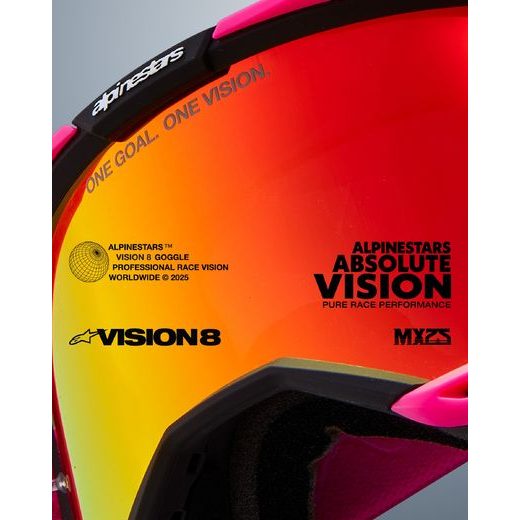 BRÝLE VISION 8 CORP, ALPINESTARS (RŮŽOVÁ, ZRCADLOVÉ ČERVENÉ PLEXI) 2026