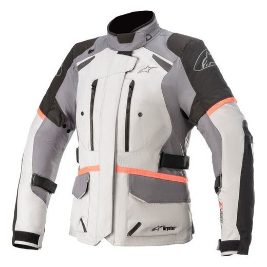 BUNDA STELLA ANDES DRYSTAR, TECH-AIR 5 KOMPATIBILNÍ, ALPINESTARS, DÁMSKÁ (SVĚTLE ŠEDÁ/TMAVĚ ŠEDÁ/ČERNÁ/RŮŽOVÁ FLUO) 2024