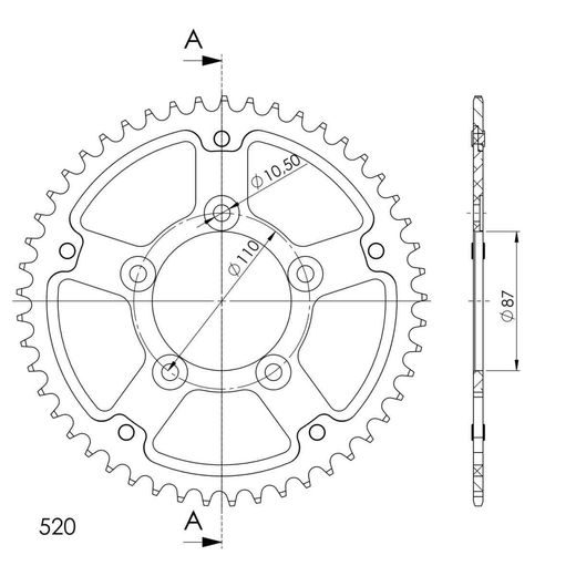 ŘETĚZOVÁ ROZETA SUPERSPROX STEALTH RST-823:49-RED ČERVENÁ 49 ZUBŮ, 520