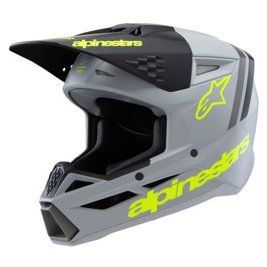 PŘILBA S-M3 RADIUM, ALPINESTARS, DĚTSKÁ (ŠEDÁ MAT/ŽLUTÁ FLUO/ČERNÁ) 2026