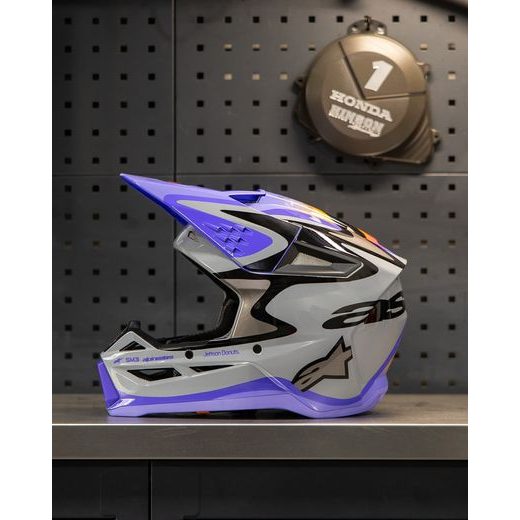 PŘILBA S-M3 EDICE JETT LAWRENCE, ALPINESTARS (ŠEDÁ/FIALOVÁ/ČERNÁ) 2026