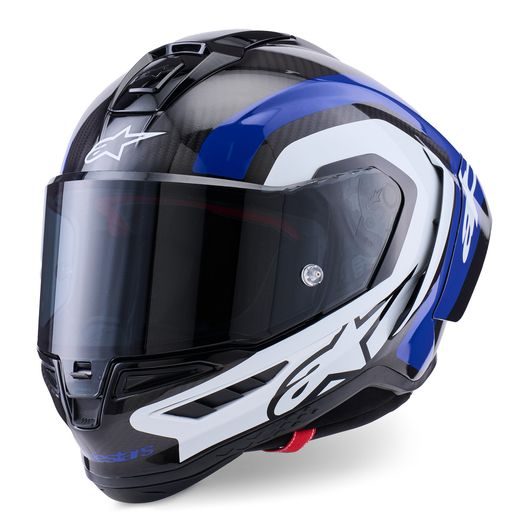 PŘILBA SUPERTECH R10 ARIUS, ALPINESTARS (KARBON/MODRÁ/BÍLÁ) 2026