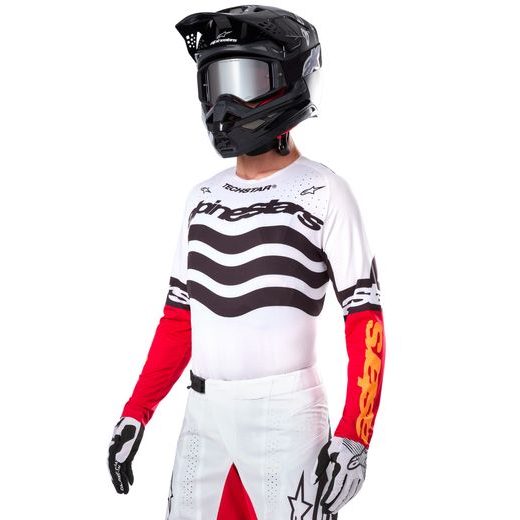 DRES TECHSTAR LIMITOVANÁ EDICE DEEP, ALPINESTARS (ČERNÁ/BÍLÁ/ČERVENÁ FLUO/ORANŽOVÁ) 2025