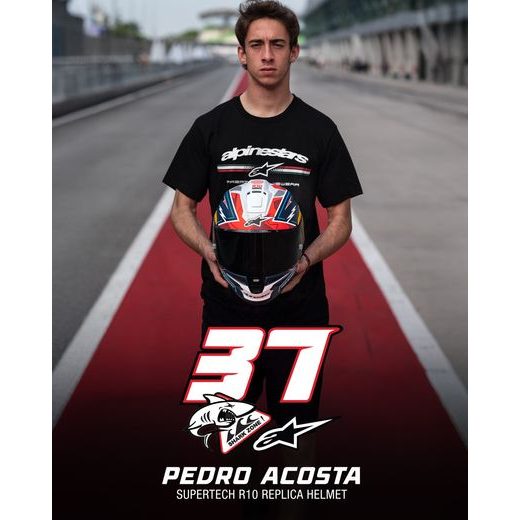 PŘILBA SUPERTECH R10 LIMITOVANÁ EDICE PEDRO ACOSTA, ALPINESTARS (MODRÁ/ČERVENÁ/BÍLÁ MATNÁ) 2025