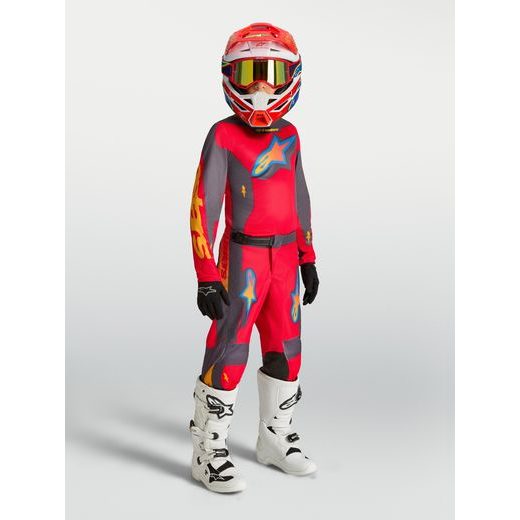 DRES RACER HUNT YOUTH, ALPINESTARS, DĚTSKÉ (ČERVENÁ/TMAVĚ ŠEDÁ/GRADIENT) 2027