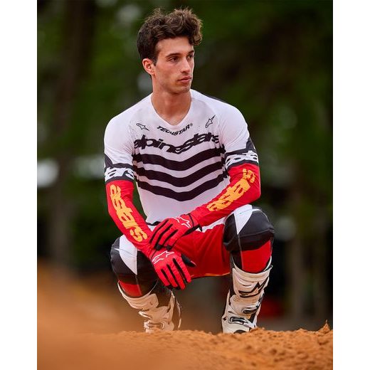 DRES TECHSTAR LIMITOVANÁ EDICE DEEP, ALPINESTARS (ČERNÁ/BÍLÁ/ČERVENÁ FLUO/ORANŽOVÁ) 2025