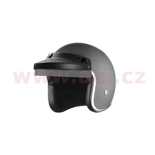 KRÁTKÝ KŠILT SUN (ČERNÝ MATNÝ, SE STÍNÍTKEM A PROLISEM, UNIVERZÁLNÍ PRO OTEVŘENÉ PŘILBY S UPEVNĚNÍM NA 3 DRUKY)