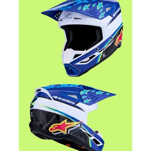 PŘILBA S-M3 FALCON, ALPINESTARS, DĚTSKÁ (MODRÁ/BÍLÁ/ČERNÁ/RŮŽOVÁ FLUO/ŽLUTÁ FLUO) 2027