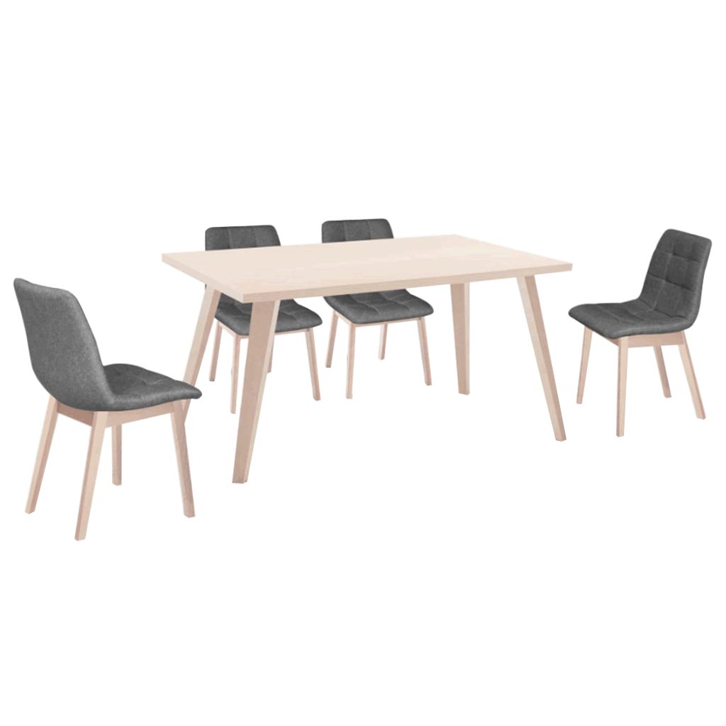 Prima Kresla - Jedálenská zostava Galio, stôl + 4 stoličky, buk/sivá - Tempo  Kondela - Jedálenské sety - Jedálne a kuchyne