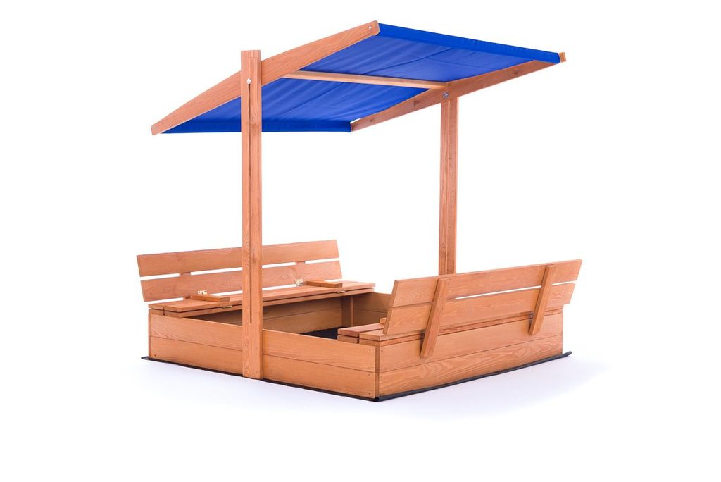 Prima Kresla - Drevené pieskovisko so strieškou Sandy, modré - 120 cm - Sun  Active - Pieskoviská - Záhradný nábytok