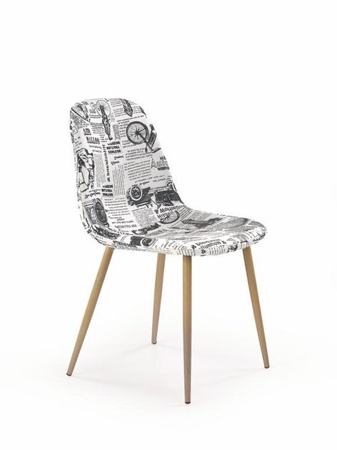 Prima Kresla - Jedálenská stolička K220, vzor novín/medový dub - Halmar -  Jedálenské stoličky - Jedálne a kuchyne