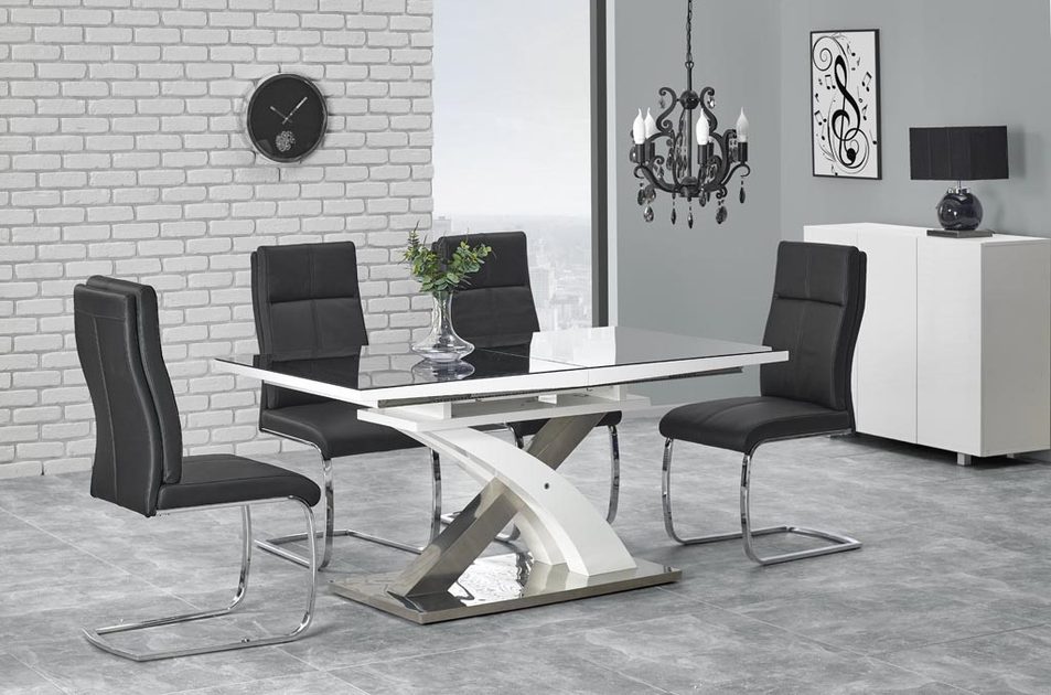 Jedálenský stôl SANDOR 2, čierne sklo/biela - Halmar - Jedálenské stoly -  Jedálne a kuchyne - Prima Kresla