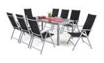 Záhradný nábytok Ibiza s 8 stoličkami a stolom 185 cm, strieborná/čierna