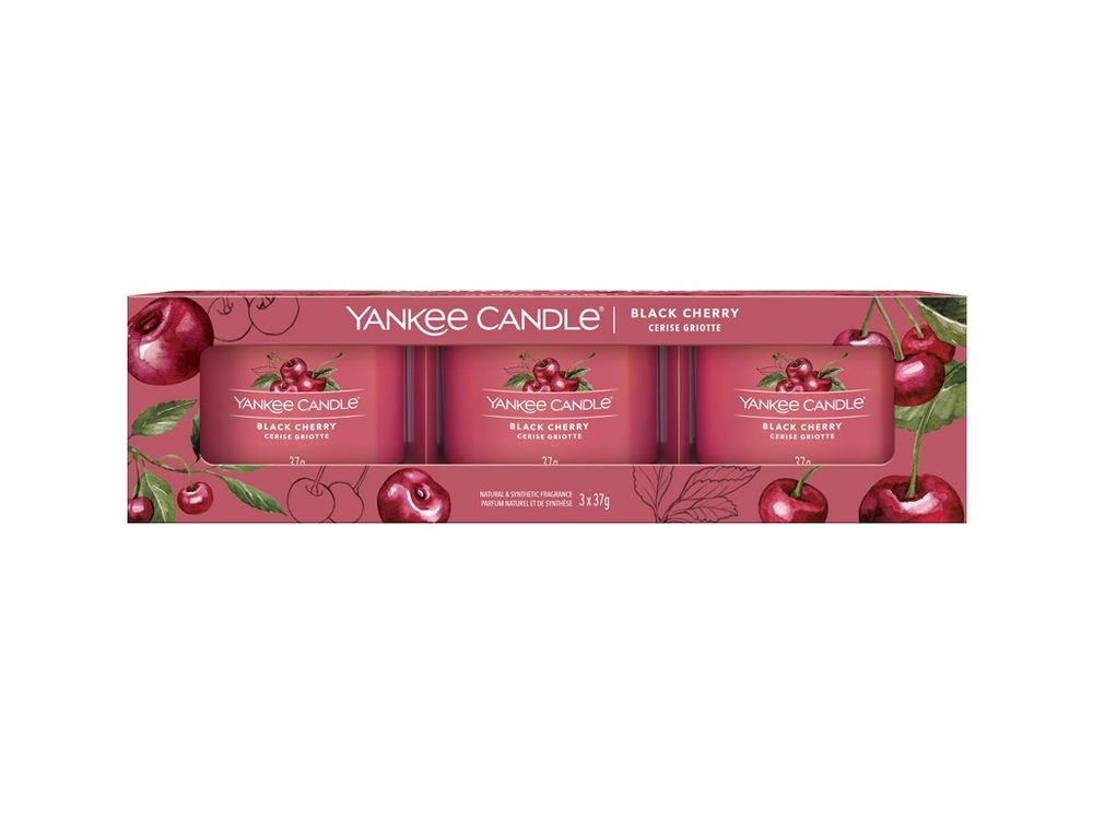 Yankee Candle - Sada votivních svíček plněných ve skle Black Cherry