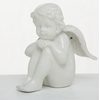 Porcelánový anjel Mirra sediaci biely, 20x24x11 cm