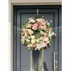 Jarní dekorace věnec na dveře pivoňky růžovo-bílý, 70-80cm