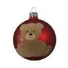 Vánoční skleněná červená ozdoba s medvídkem, 8 cm