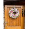 Jarní dekorace věnec na dveře jarní kvítí barevný, 48 cm