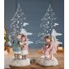 Vianočné figúrky anjela a dieťaťa pri stromčeku s LED osvetlením, 10x14x32 cm