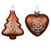 Vánoční skleněná ozdoba perníček strom/srdce 1ks, 5,5x2,6x7,3 cm
