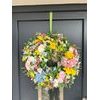Jarní dekorace věnec na dveře květinový barevný, 60-70 cm
